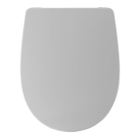 Grace /Geo oval white heat-conductive toilet seat cover, top-mounted, stainless steel
