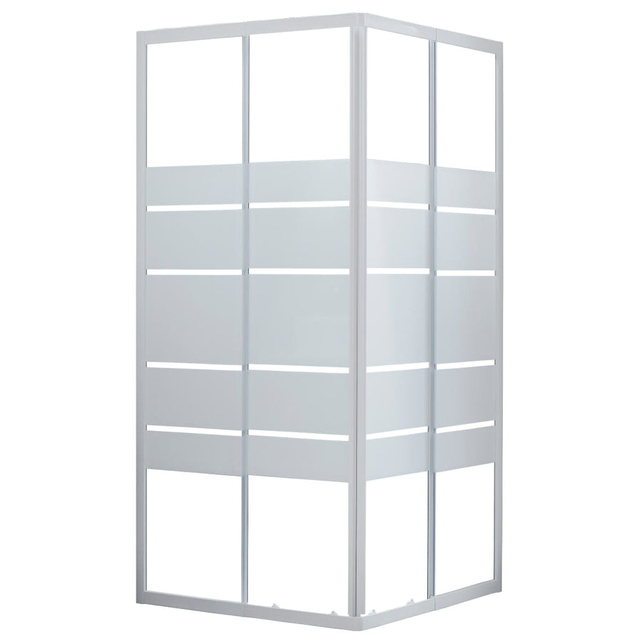 Bricocenter ESSENTIAL SENSEA RECTANGULAR SHOWER CUBICLE L70-80X90-100 H185 CM SCREEN-PRINTED GLASS 4MM WHITE