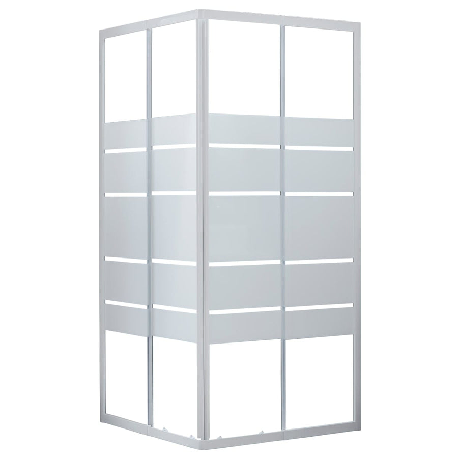 Bricocenter ESSENTIAL SENSEA RECTANGULAR SHOWER CUBICLE L70-80X90-100 H185 CM SCREEN-PRINTED GLASS 4MM WHITE