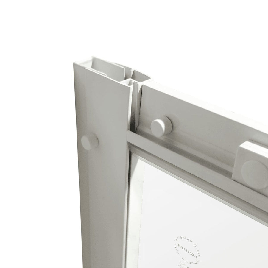 Bricocenter BOX DOCCIA SEMICIRCOLARE ESSENTIAL SENSEA L 80 X80 H 185 CM VETRO SERIGRAFATO 4 MM BIANCO
