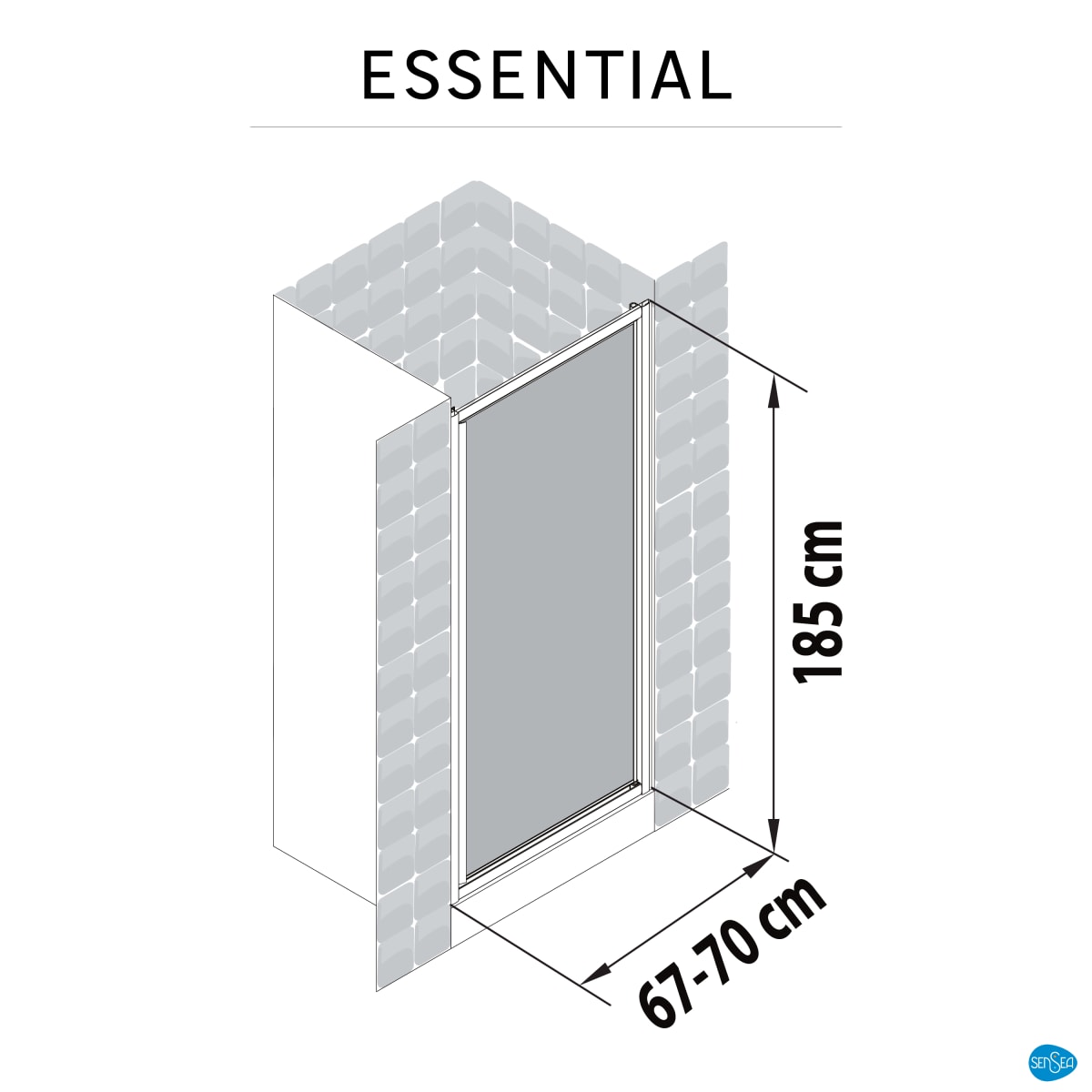 ESSENTIAL SENSEA HINGED DOOR W 70 H 185 CM SCREEN-PRINTED GLASS 4 MM WHITE