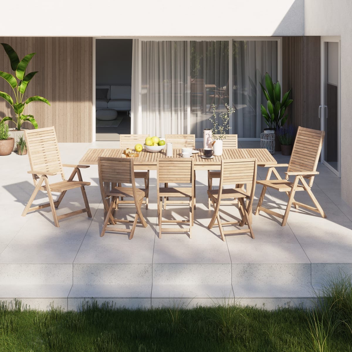 Bricocenter BRICOCENTER - SOLARIS NATERIAL - Foldable armchair with Armrests - Acacia wood - 59x75xh109.5
