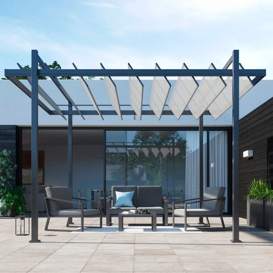 Bricocenter ELYSIA NAZALIAL - aluminium pergola textile anthracite cover 3.1X3.5 M