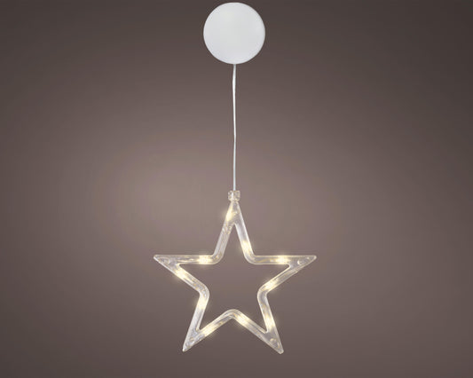 Transparent plastic window light decoration, 17 cm in diameter, with warm white micro LEDs