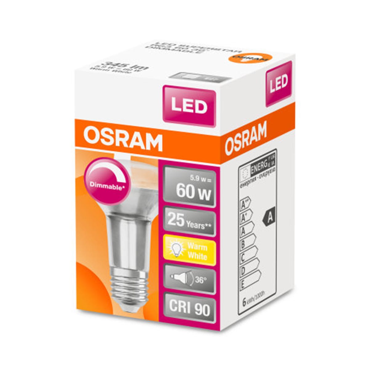 LED BULB E27=60W R63 WARM LIGHT DIMMABLE