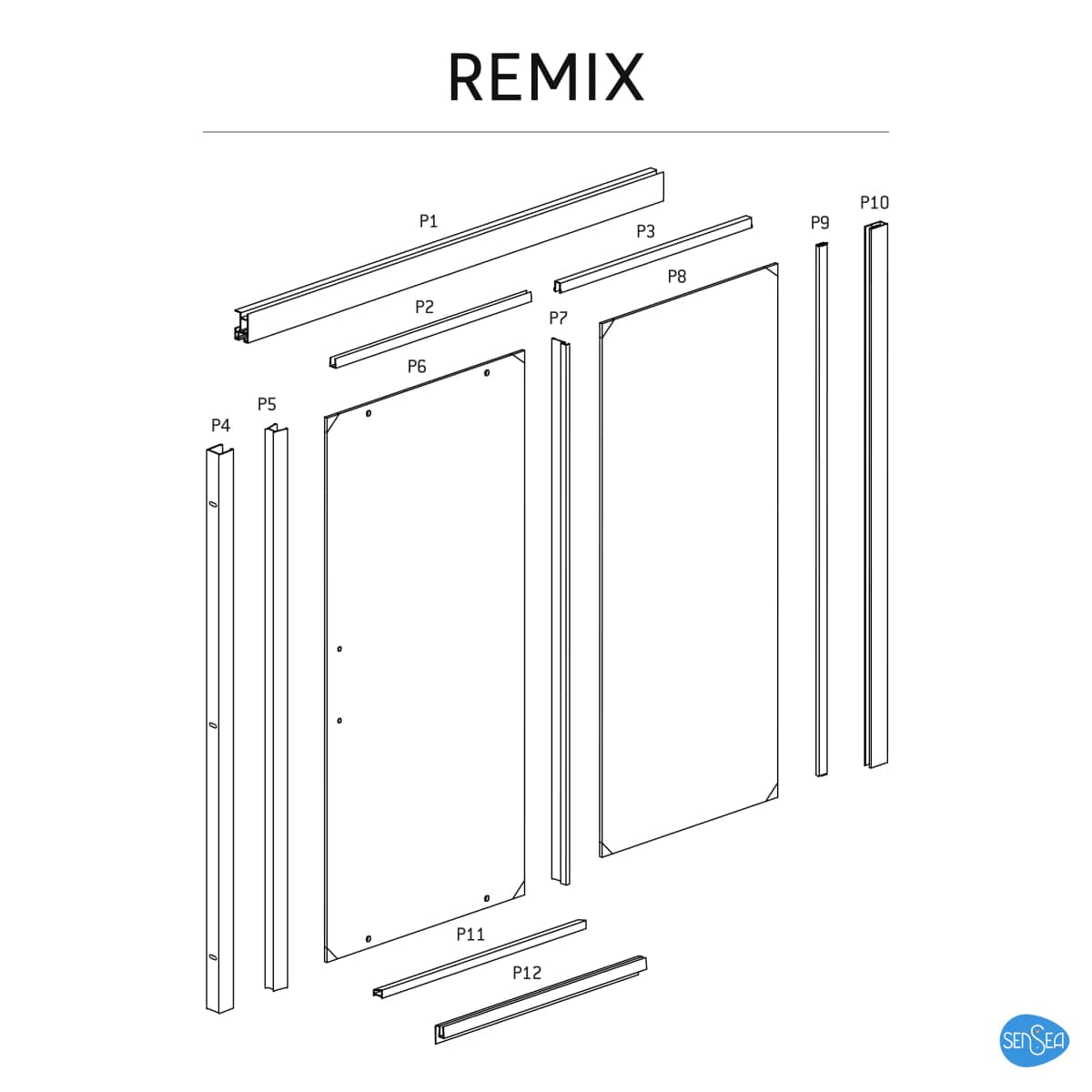 Bricocenter SLIDING DOOR REMIX SENSEA L 120 H 195 CM CLEAR GLASS 8 MM CHROME