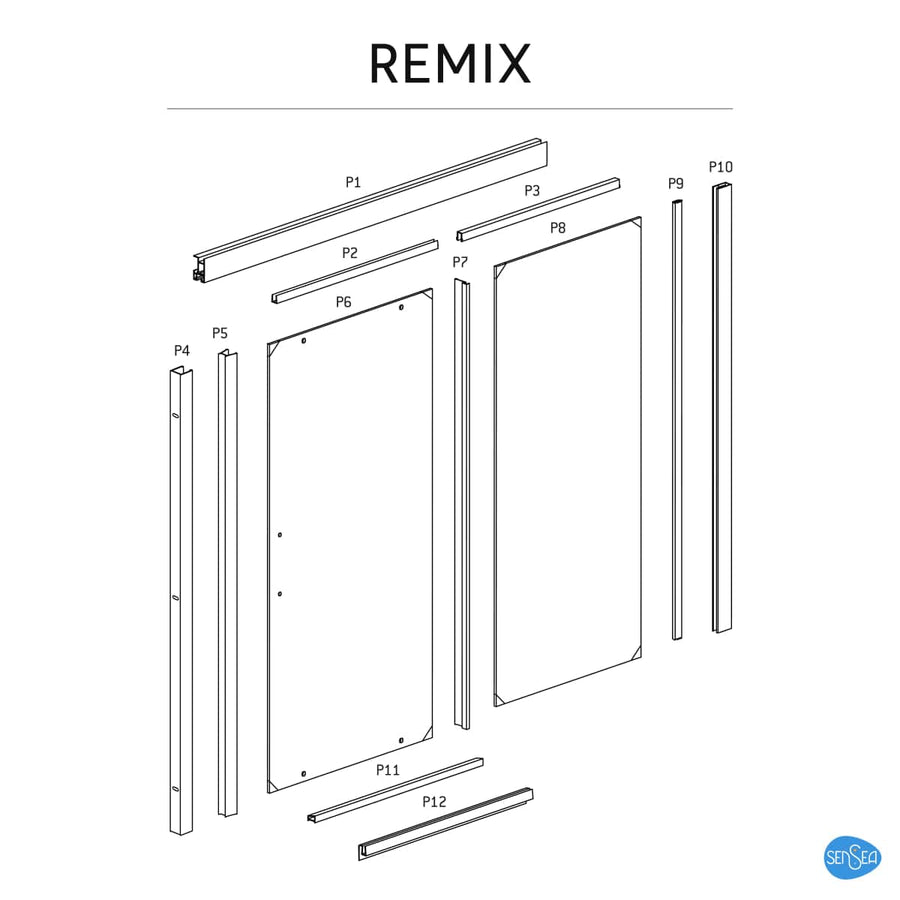 Bricocenter SLIDING DOOR REMIX SENSEA L 120 H 195 CM CLEAR GLASS 8 MM CHROME