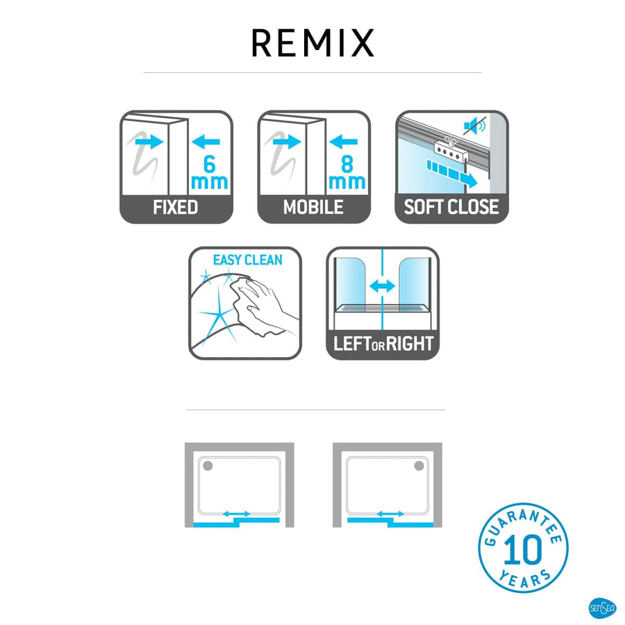 Bricocenter PORTA SCORREVOLE REMIX SENSEA L 140 H 195 CM VETRO TRASPARENTE 8 MM PROFILI CROMO