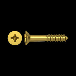 WOOD SCREW BRASS-PLATED PH 4X20 MM , 15 PIECES