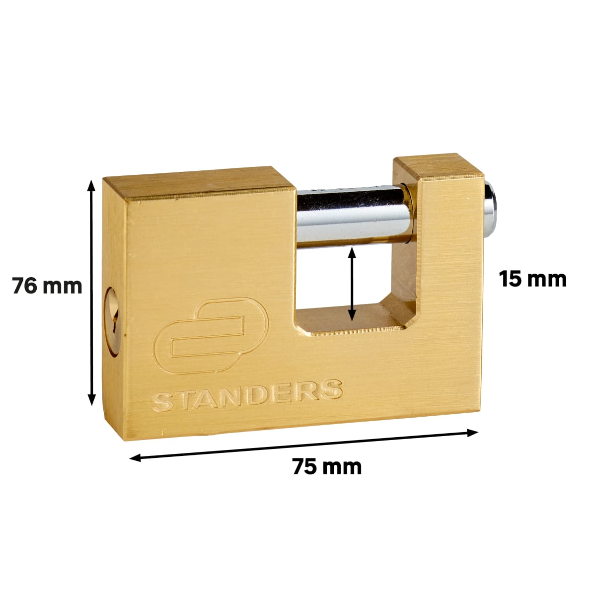 75MM RECTANGULAR ARCH PADLOCK. BRASS