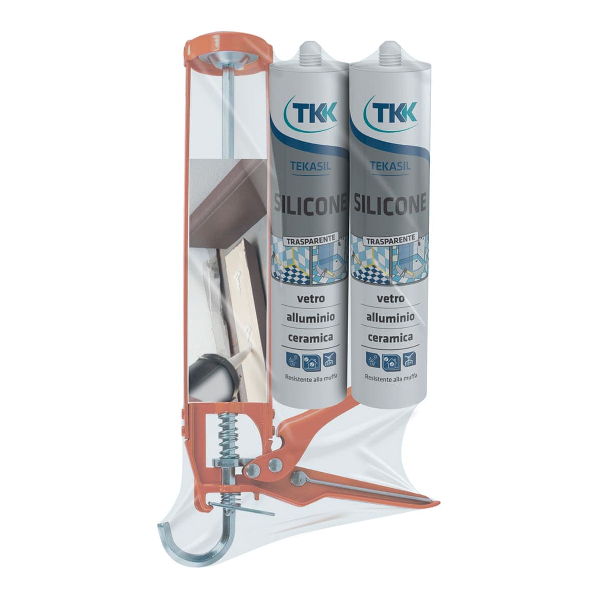 Bricocenter KIT 2 UNIVERSAL TRANSPARENT SILICONES WITH GUN