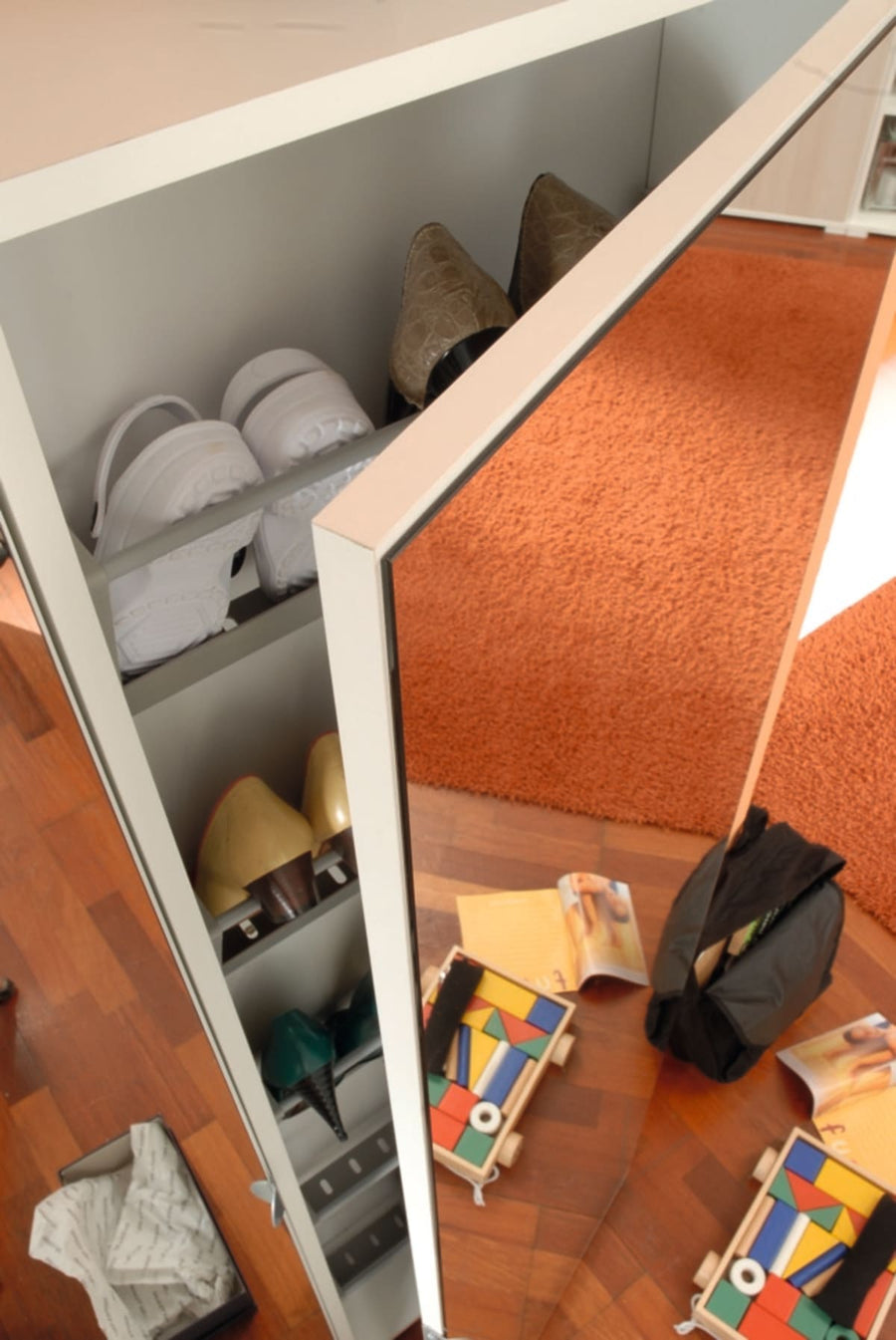 Bricocenter MIRROR DOOR SHELTER 10 PAIR W50xD18xH180CM IN MELAMINIUM WHITE
