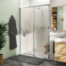 SLIDING DOOR REMIX SENSEA L 140 H 195 CM CLEAR GLASS 8 MM CHROME PROFILES