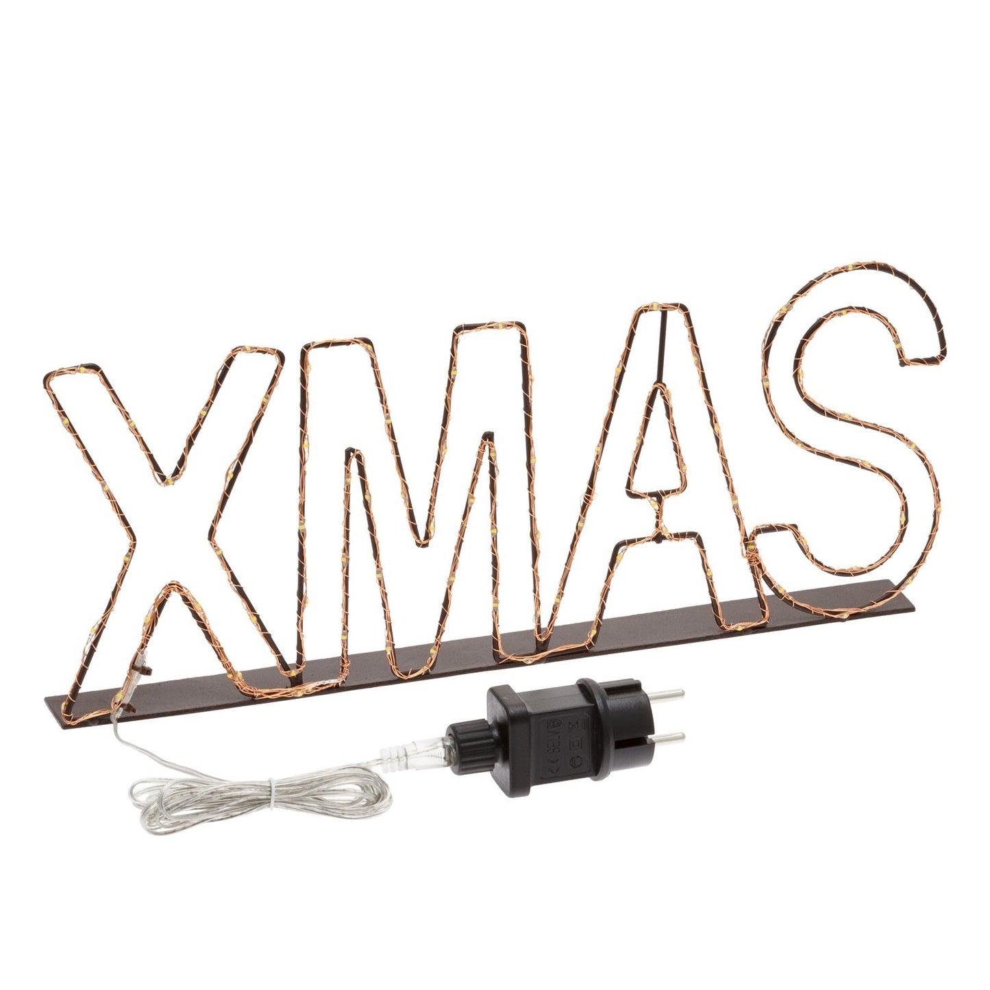 3D XMAS INSCRIPTION METAL FRAME MICROLED WARM WHITE 1.5MM FIXED LIGHT CABLE 4M+40XH15CM
