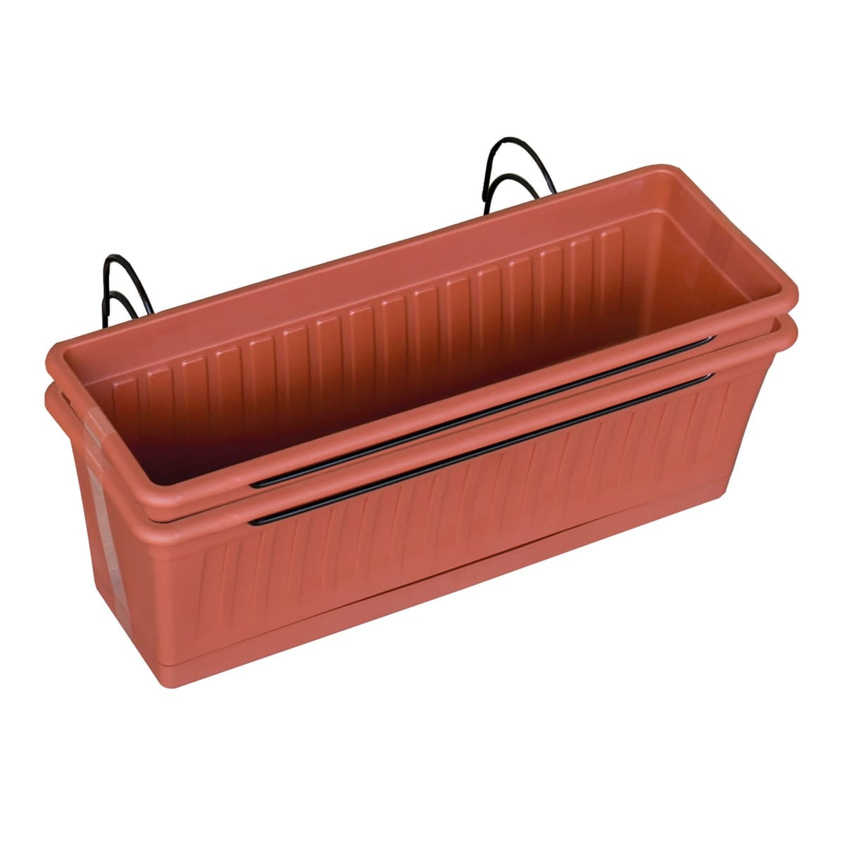 Bricocenter PLASTIC BALCONY BOX SET L50XP16XH16,5CM 2 PIECES WITH METAL BRACKET VENICE