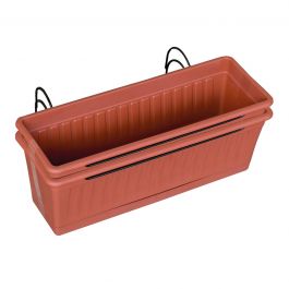 PLASTIC BALCONY BOX SET L50XP16XH16,5CM 2 PIECES WITH METAL BRACKET VENICE