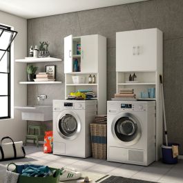 cabinet for washing machine with 2 shelves and 2 doors w65xd32x195h white