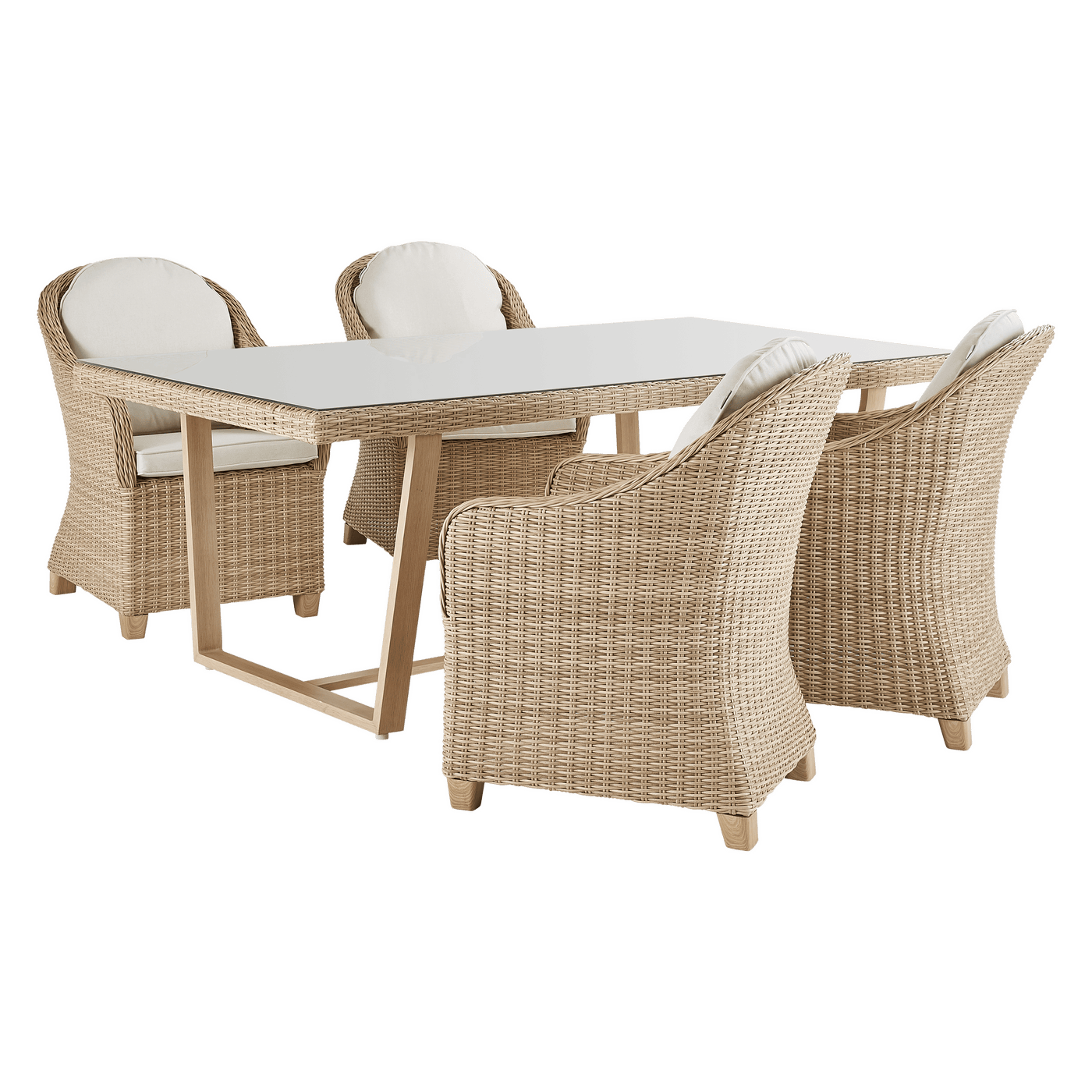 Set of 2 Naterial Medena dining chairs in wicker with an aluminium frame