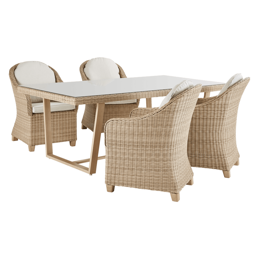 Set of 2 Naterial Medena dining chairs in wicker with an aluminium frame