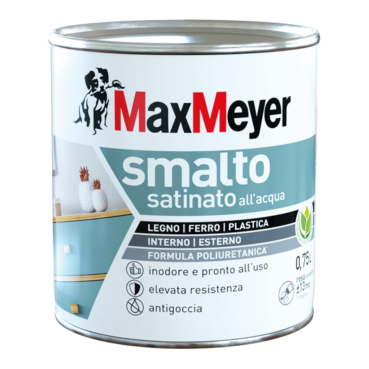 Bricocenter SMOKY GREY SATIN POLYURETHANE WATER ENAMEL 750 ML