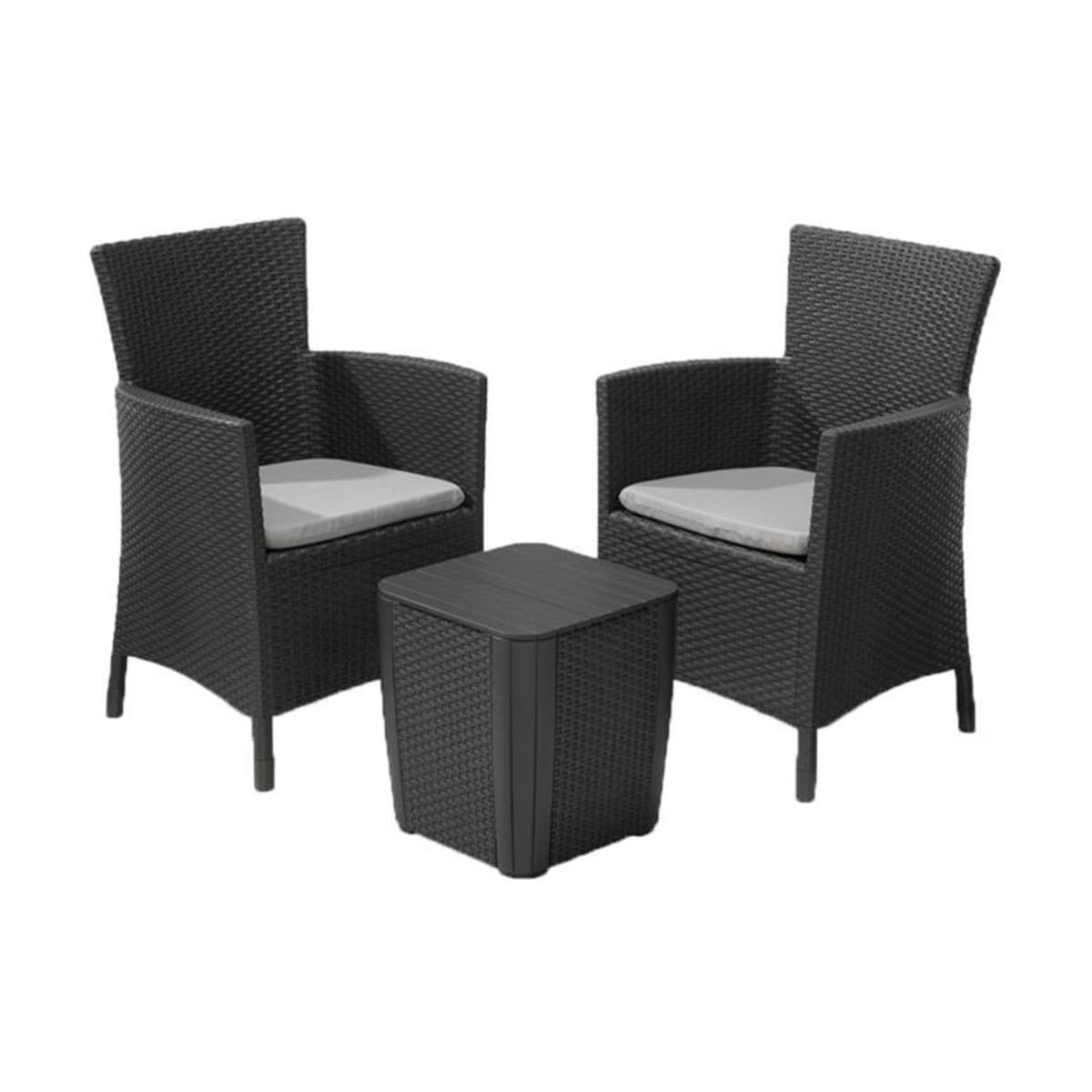 Bricocenter COFFEE SET IOWA KETER 2 POSTI MIDOLLINO SINTETICO INTRECCIATO CON CUSCINI