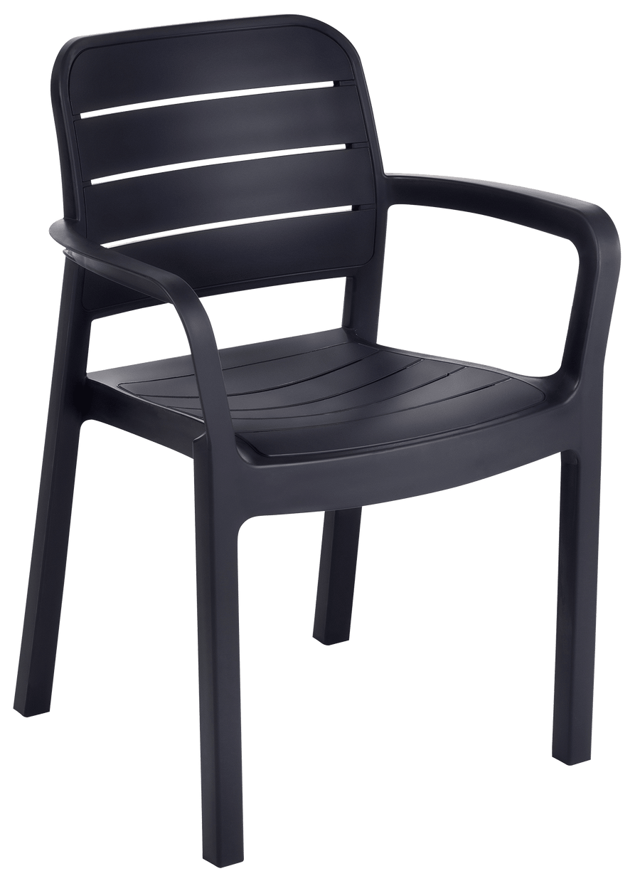 Tisara garden chair with armrests, 58x53x83cm, anthracite grey polypropylene