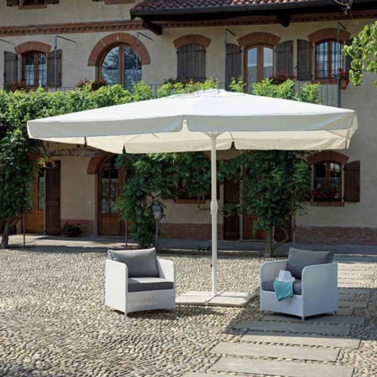 Bricocenter VERBANIA ECRU UMBRELLA 4X4MT With crank polyester canvas 300gr with windproof