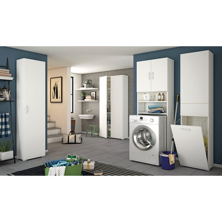 Bricocenter MOBILE MULTIUSO CON CESTELLO PORTABIANCHERIA L45xP32x195H BIANCO