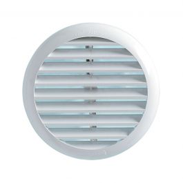 UNIVERSAL ROUND VENTILATION GRILLE W/SPRING MESH MM 40-80 WHITE PLASTIC