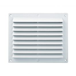 OVERLAPPING RECTANGULAR VENTILATION GRILLE W/MESH MM 175X146 WHITE PLASTIC