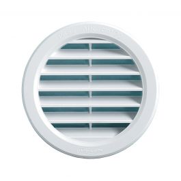 ROUND RECESSED VENTILATION GRILLE W/MESH HOLE MM 97 WHITE PLASTIC