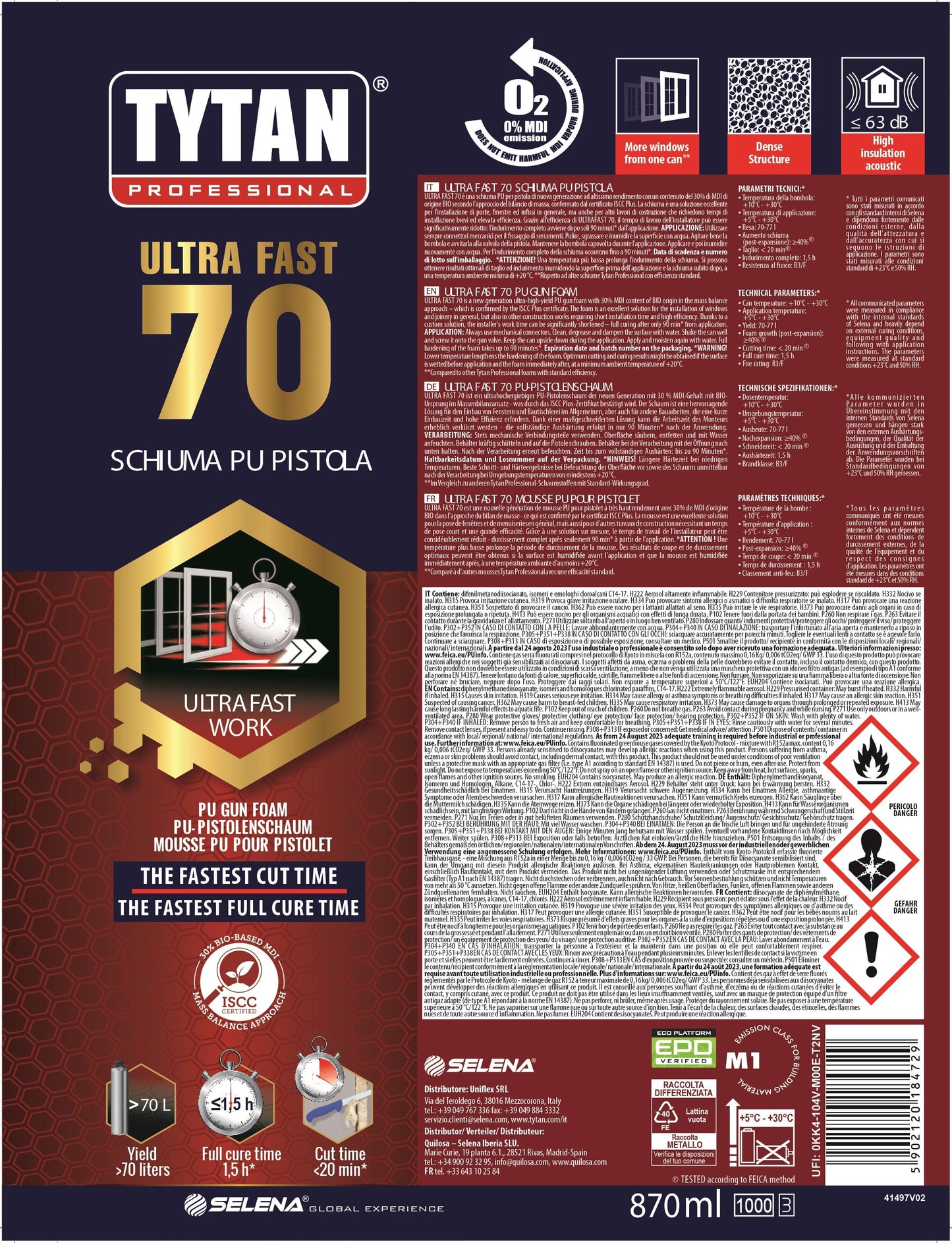 Bricocenter ULTRA FAST B2 POLYURETHANE WINDOW AND DOOR FILLING FOAM FOR TYTAN 870M GUN