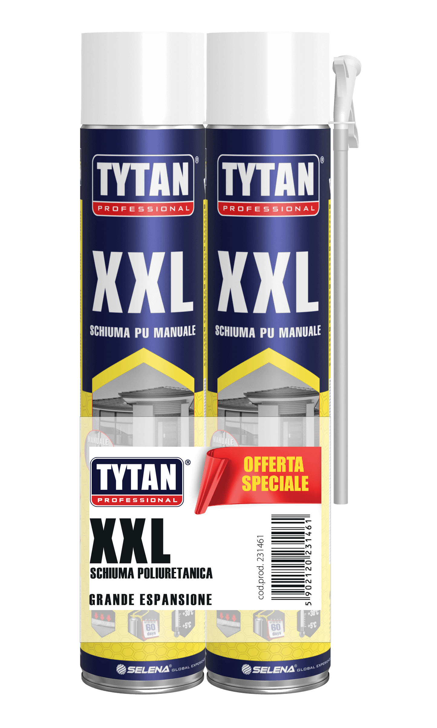 Bricocenter BI PACK SCHIUMA POLIURETANICA DA RIEMPIMENTO MULTIUSO CON CANNUCCIA XXL TYTAN 670ML