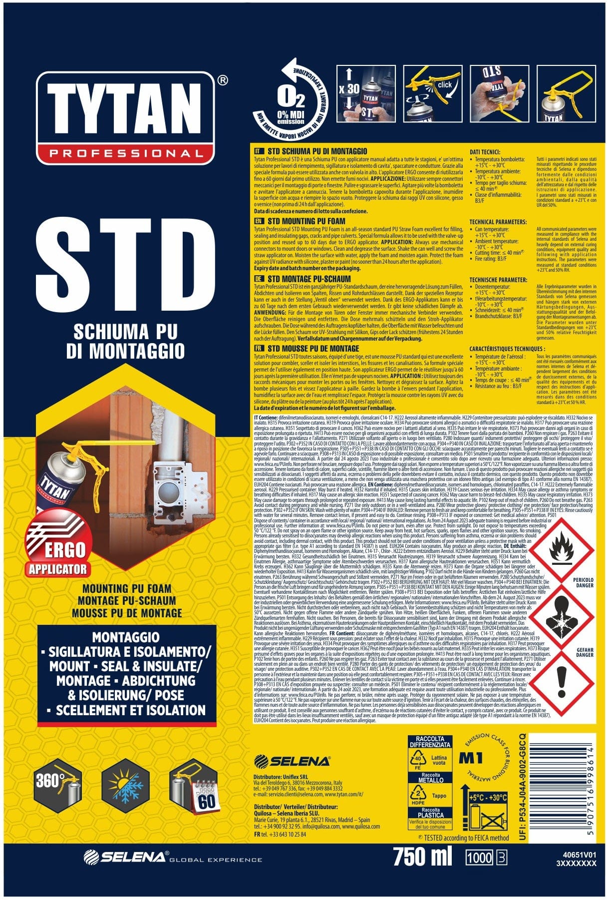 Bricocenter ERGO STD TYTAN STRAW MULTI-PURPOSE FILLING POLYURETHANE FOAM 750ML