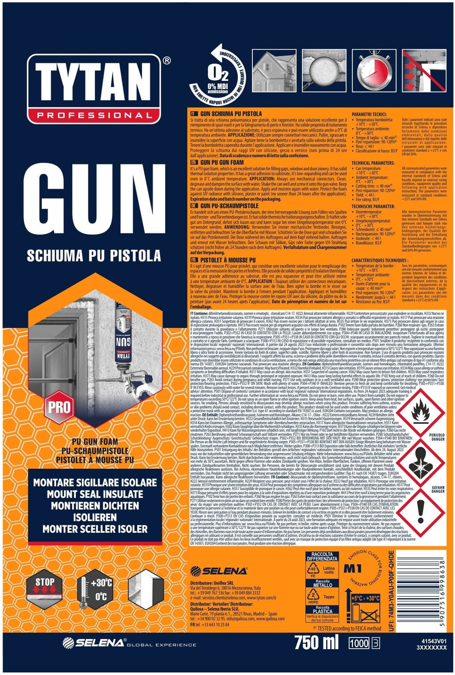 Bricocenter MULTIPURPOSE POLYURETHANE FILLING FOAM FOR GUN GUN TYTAN 750ML