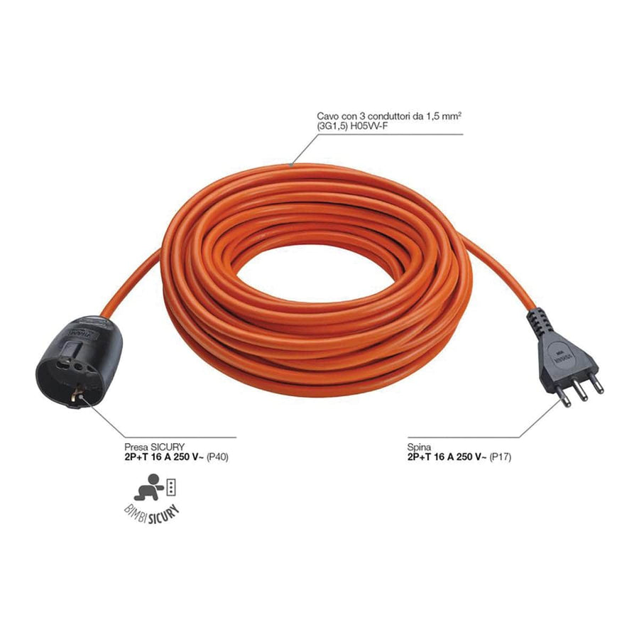 Bricocenter PROLUNGA 30m 3G1,5S17 UNIVERSALE ARANCIO