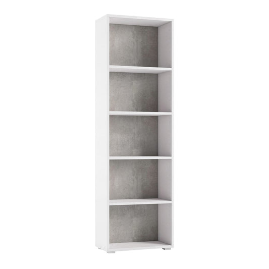 Bricocenter LIBRERIA 4 RIPIANI L60xP30xH195 CM IN MELAMINICO BIANCO/CEMENTO