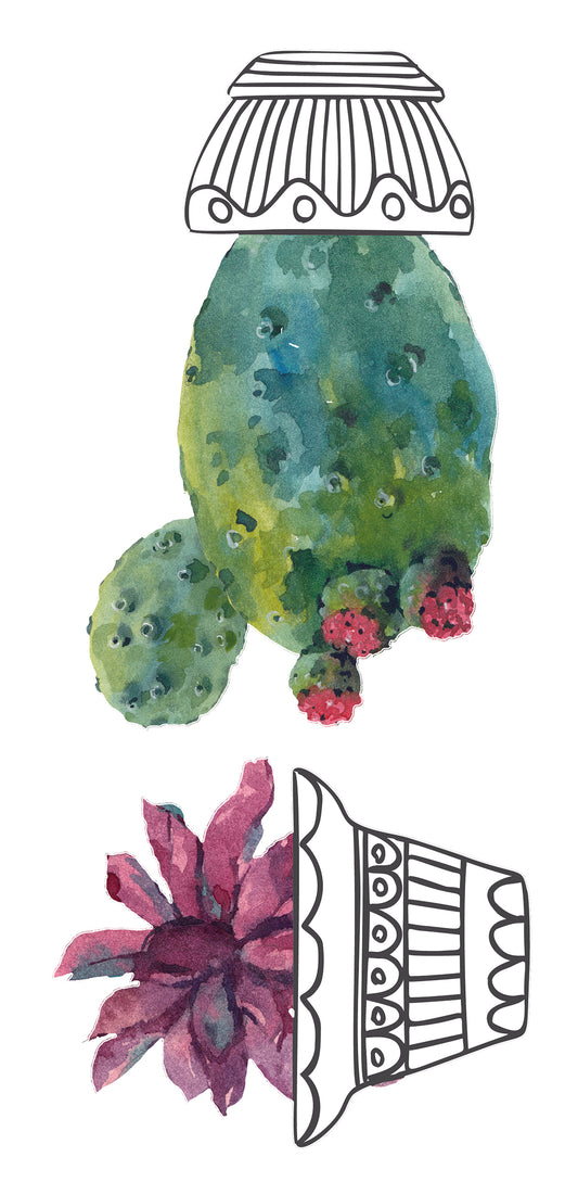 CACTUS VASE WALL STICKER 15.5X34CM