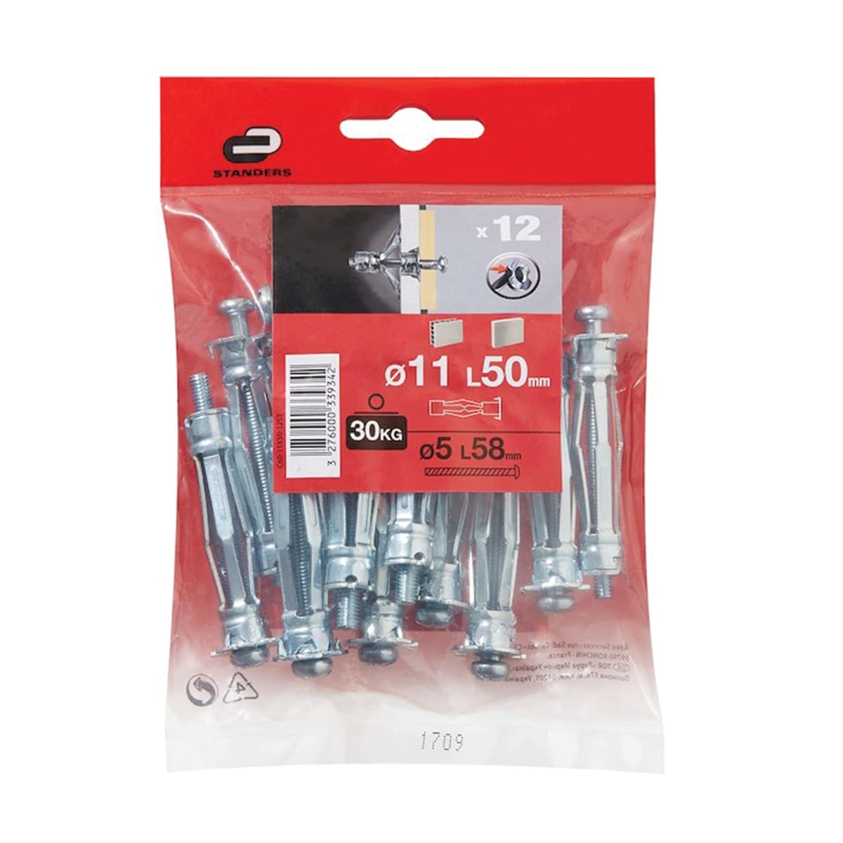 Bricocenter METAL PLUG FOR PLASTERBOARD 11X50 MM, 12 PIECES