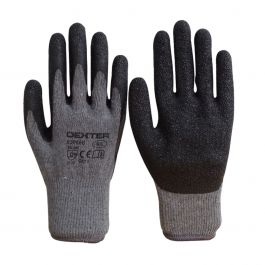 DEXTER POROUS LATEX GLOVES, SIZE 9, L, WATERPROOF