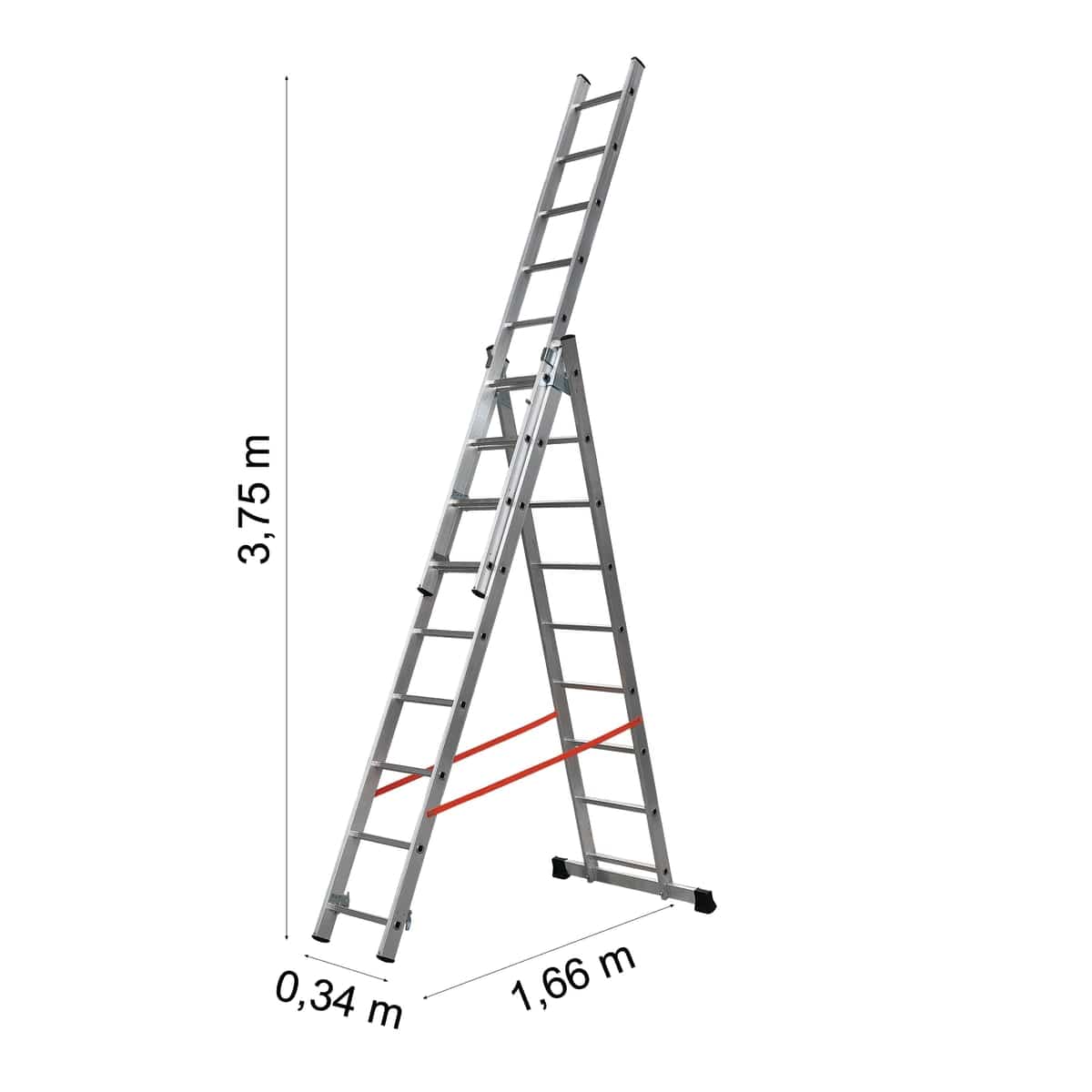 Bricocenter GIERRE ALUMINUM EXTENSION LADDER 3X9 STEPS, FOR WORK UP TO 6.2M