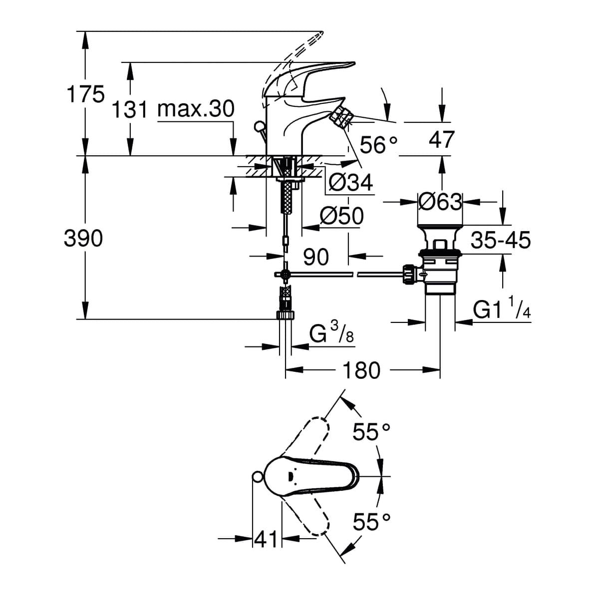 GROHE SWIFT BIDET MIXER