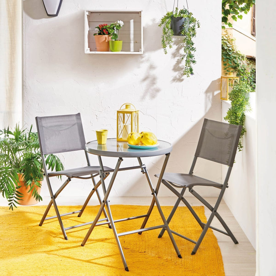 Bricocenter EMYS NATERIAL FOLDING CHAIR STEEL SEAT TEXTILENE ANTHRACITE 42X52XH83