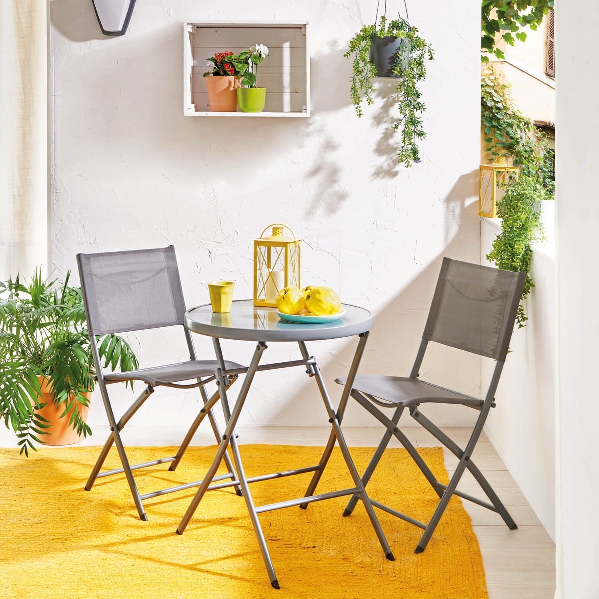 Bricocenter EMYS NATERIAL FOLDING CHAIR STEEL SEAT TEXTILENE ANTHRACITE 42X52XH83