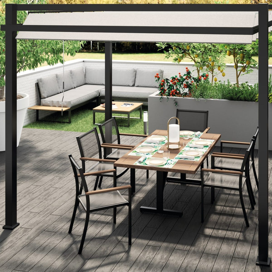 Bricocenter ELYSIA NAZALIAL - aluminium pergola textile anthracite cover 3.1X3.5 M