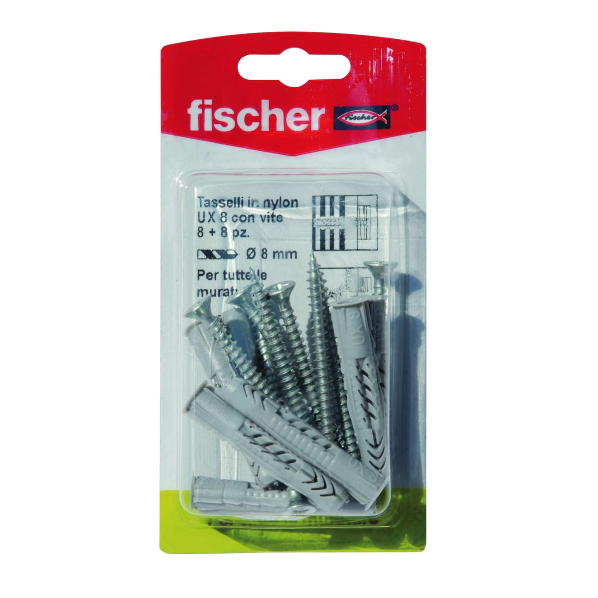 TASSELLI FISCHER UX DIAM 8 X 50 MM CON VITE, 8 PEZZI