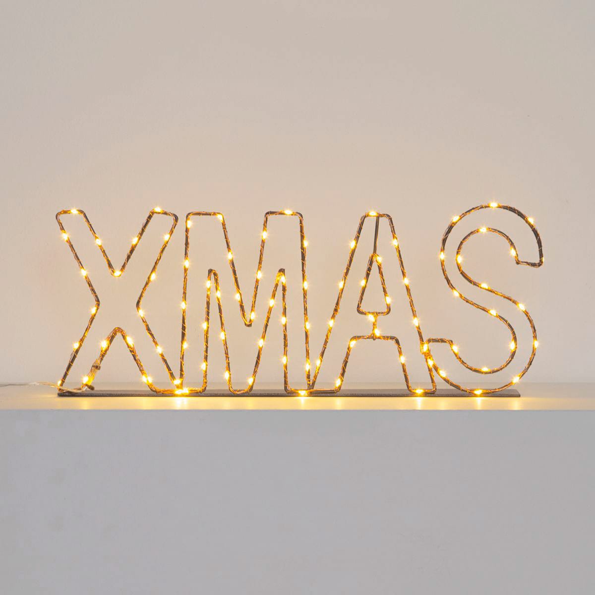 Bricocenter 3D XMAS INSCRIPTION METAL FRAME MICROLED WARM WHITE 1.5MM FIXED LIGHT CABLE 4M+40XH15CM