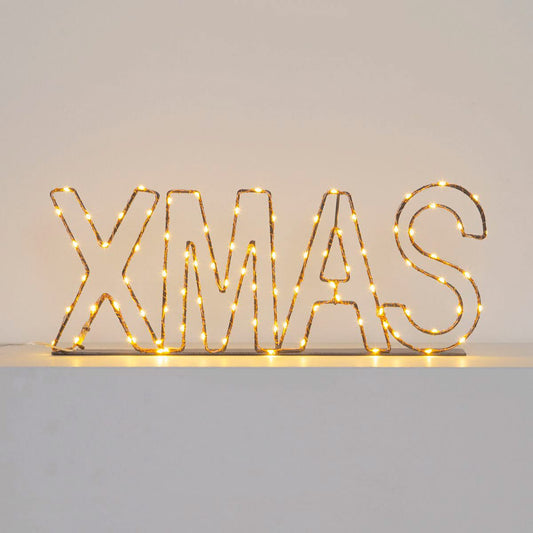 3D XMAS INSCRIPTION METAL FRAME MICROLED WARM WHITE 1.5MM FIXED LIGHT CABLE 4M+40XH15CM