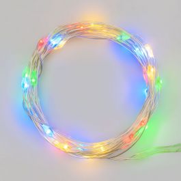 LINEAR CHAIN 10M 100 MICROLED MULTICOLOR D.1.5MM BATTERY OPERATED INDOOR USE METAL CABLE SILVER