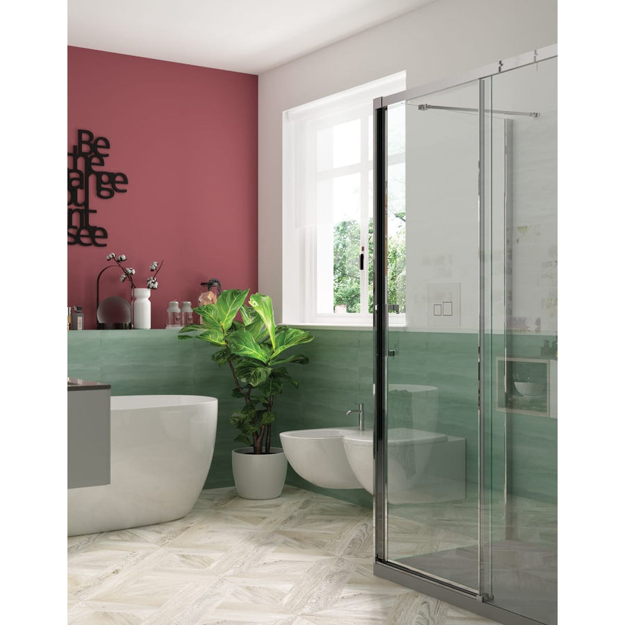 Bricocenter SLIDING DOOR REMIX SENSEA L 120 H 195 CM CLEAR GLASS 8 MM CHROME